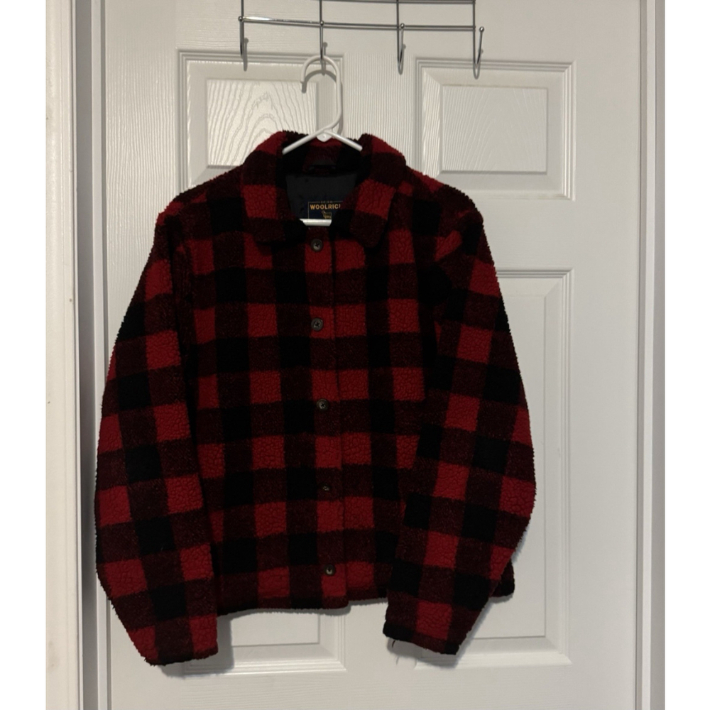 Woolrich Fleece buffalo Plaid Jacket Button Up Women’s Size Large Outdoor Coat